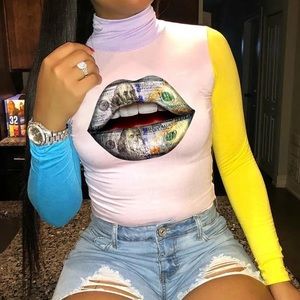 MONEY LIP COLOR BLOCK LONG SLEEVE